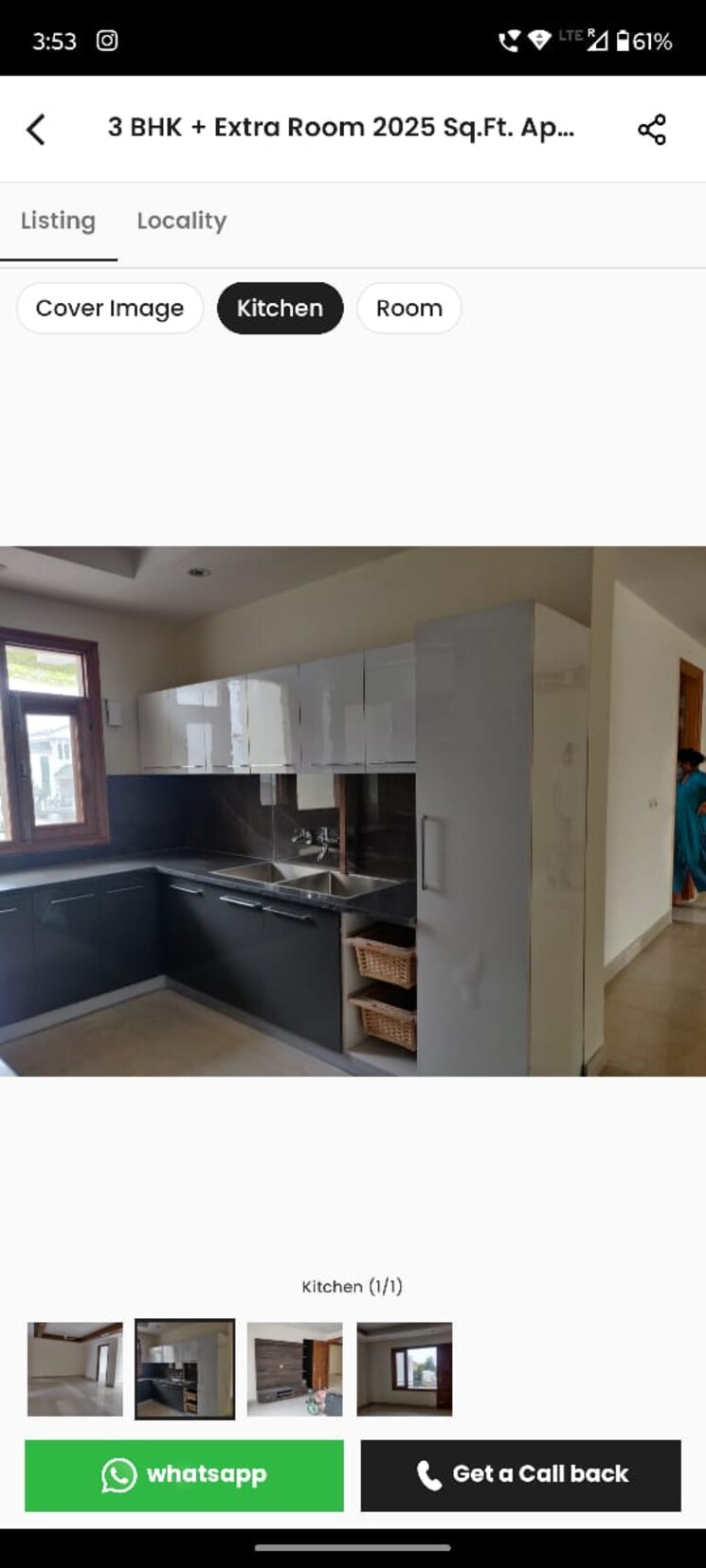 Kitchen, khirki extension 1 RK 300 Sq.Ft. Builder Floor In Khirki Extension Delhi 8709090