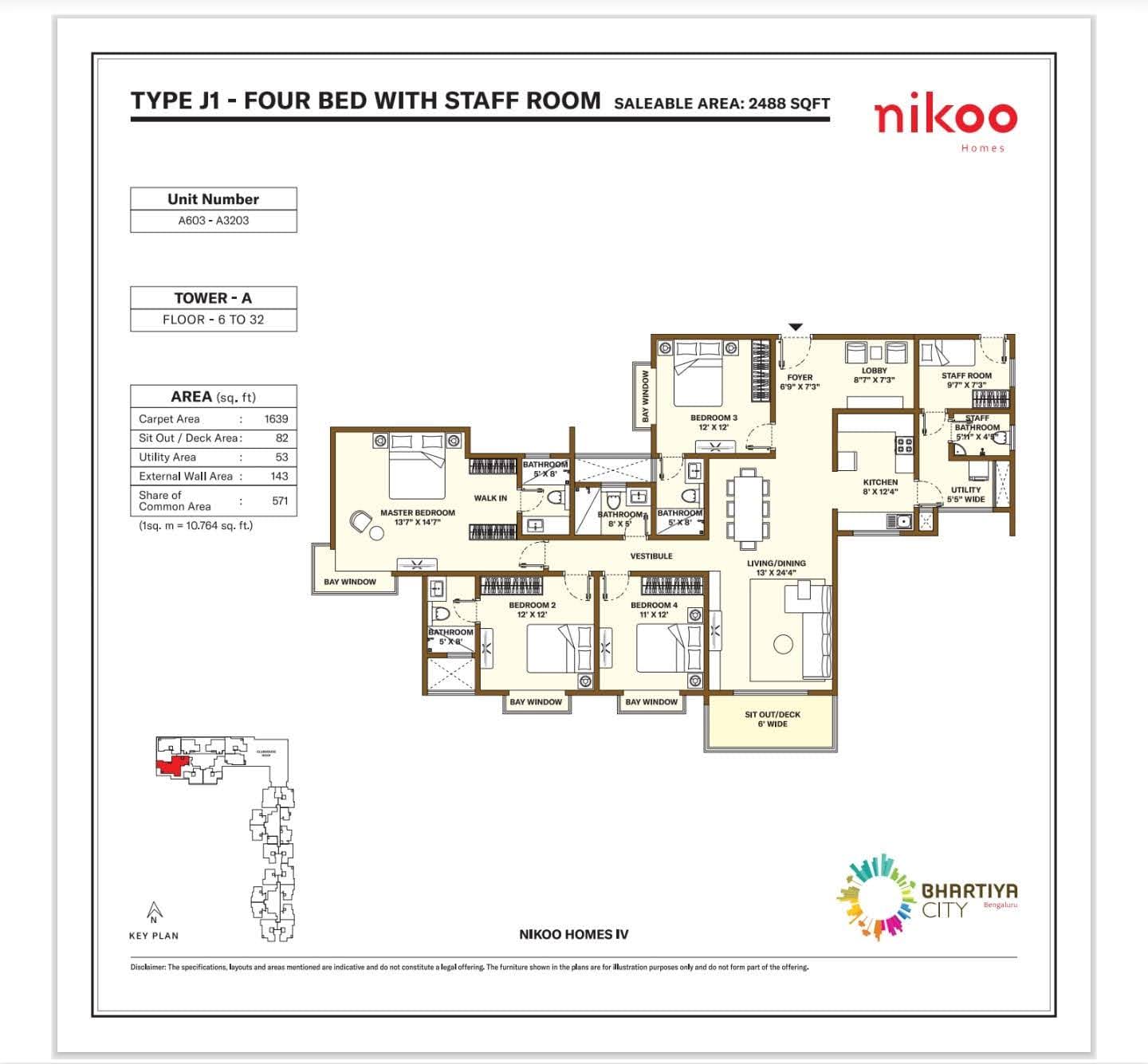 4 BHK + Extra Room Apartment For Sale in Bhartiya City Nikoo Homes 4