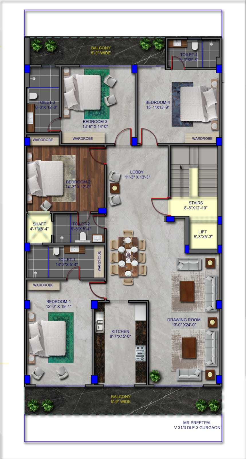 4 BHK + Pooja Room,Servant Room Builder Floor For Sale in DLF City Phase III