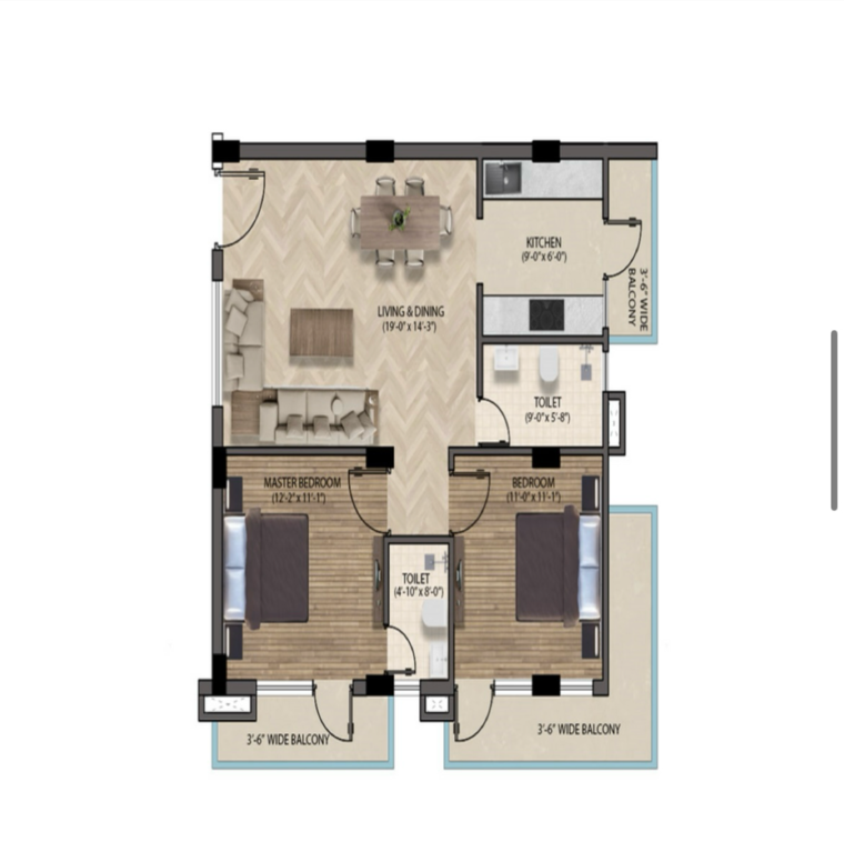 Floor Plan, sector 73 2 Bedroom 1170 Sq.Ft. Builder Floor In Sector 73 Noida 8711256