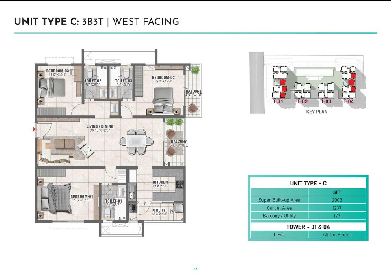 3 BHK Apartment For Sale in Prestige Clairemont