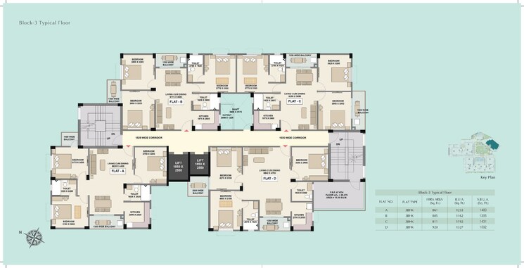 Floor Plan, matigara 2 Bedroom 1150 Sq.Ft. Apartment In Matigara Siliguri 8711566
