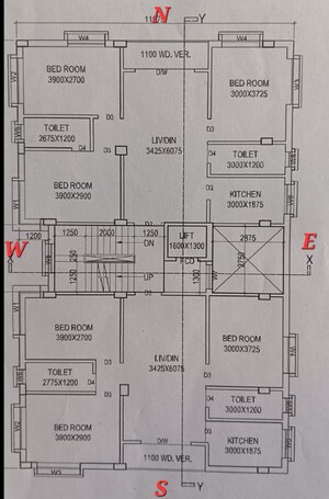 Floor Plan in 3 BHK Apartment at New Town – for Sale