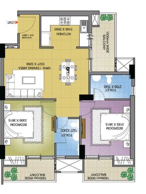 Floor Plan in 2 BHK Apartment at SLF Anushree, Sector 75 – for Sale