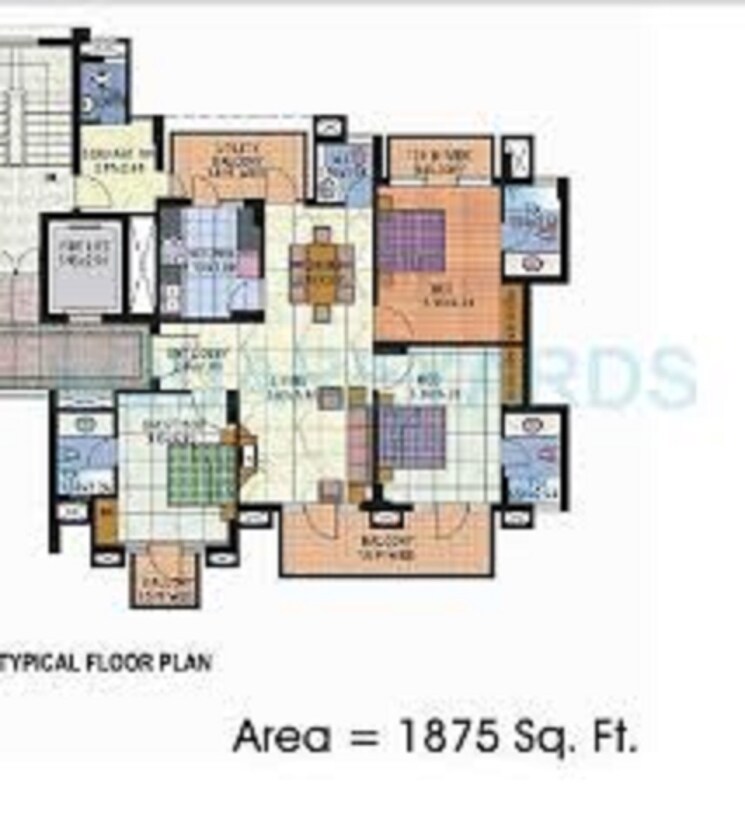 Floor Plan, jmd-gardens 3 Bedroom 1875 Sq.Ft. Apartment In Sector 33 Gurgaon 8715949