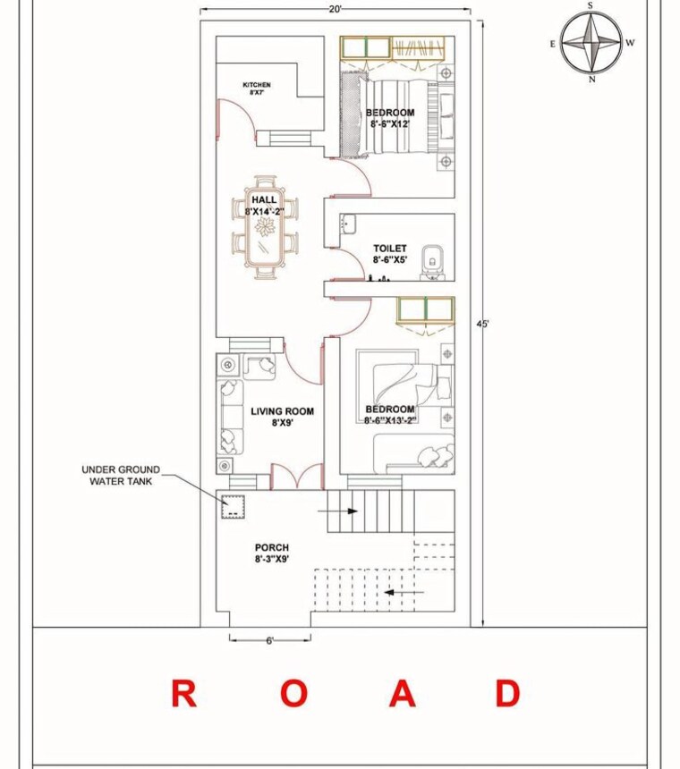 Floor Plan, turner road 2 Bedroom 990 Sq.Ft. Independent House In Turner Road Dehradun 8716290