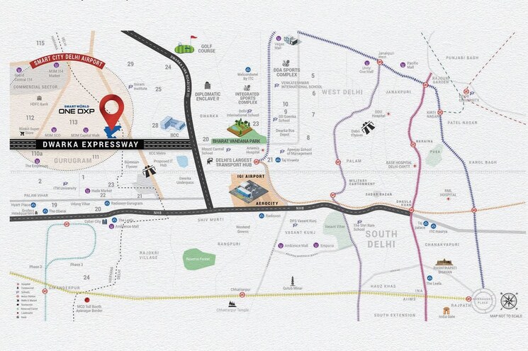 Map Location, smart-world-one-dxp 3.5 Bedroom 2450 Sq.Ft. Apartment In Sector 113 Gurgaon 8716747