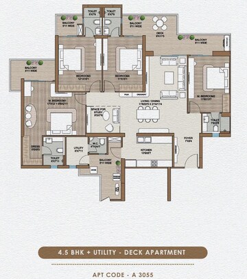 Floor Plan in 3.5 BHK Apartment at Smart World One DXP, Sector 113 – for Sale