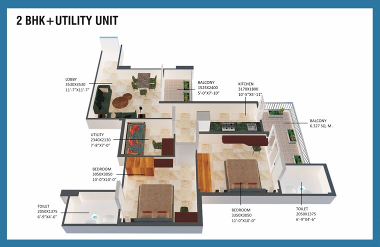 Floor Plan, mvn-the-athens 2.5 Bedroom 1050 Sq.Ft. Apartment In Sohna Sector 5 Gurgaon 8716779