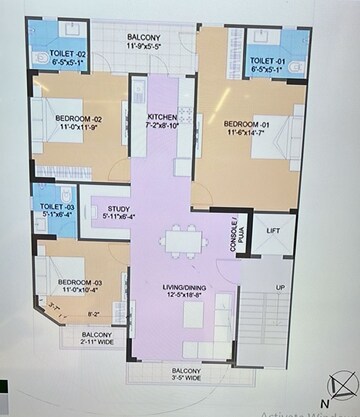 Floor Plan in 3.5 BHK Builder Floor at M3M Antalya Hills, Sector 79 – for Sale
