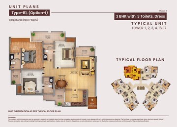 Floor Plan in 3 BHK Apartment at Purvanchal Royal City II, Chi V Greater Noida – for Sale