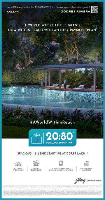 Swimming Pool in 1 BHK Apartment at Godrej Riviera, Ambivali – for Sale