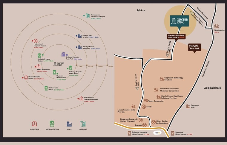 Map Location, nr-green-woods 1 Bedroom 560 Sq.Ft. Apartment In Thanisandra Bangalore 8718689