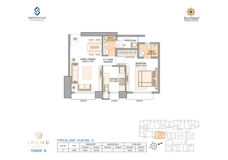 Floor Plan, sheth-irene 1 Bedroom 434 Sq.Ft. Apartment In Malad West Mumbai 8718169