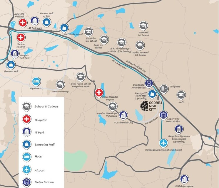 Map Location, godrej-msr-city 3 Bedroom 1867 Sq.Ft. Apartment In Shettigere Bangalore 8719453