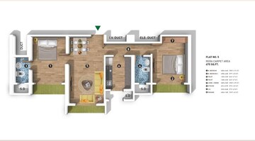 Floor Plan in 2 BHK Apartment at Raunak Unnathi Woods Supreme, Ghodbunder Road – for Sale
