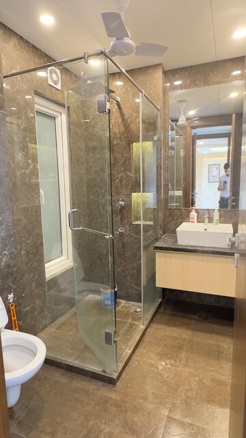 Bathroom in 4 BHK Builder Floor at Ansal Sushant Lok I, Sector 43 – for Rent