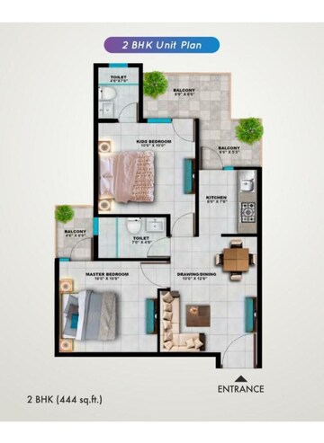 Floor Plan in 1 BHK Apartment at Adore Happy Homes Pride, Sector 75 – for Sale