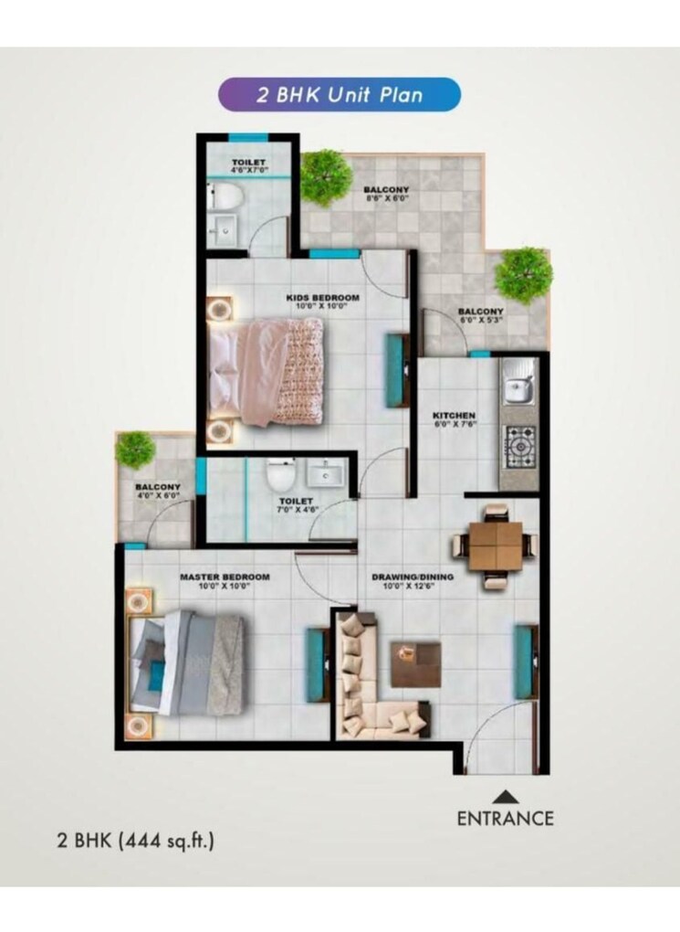 Floor Plan, adore-happy-homes-pride 3 Bedroom 690 Sq.Ft. Apartment In Sector 75 Faridabad 8727567
