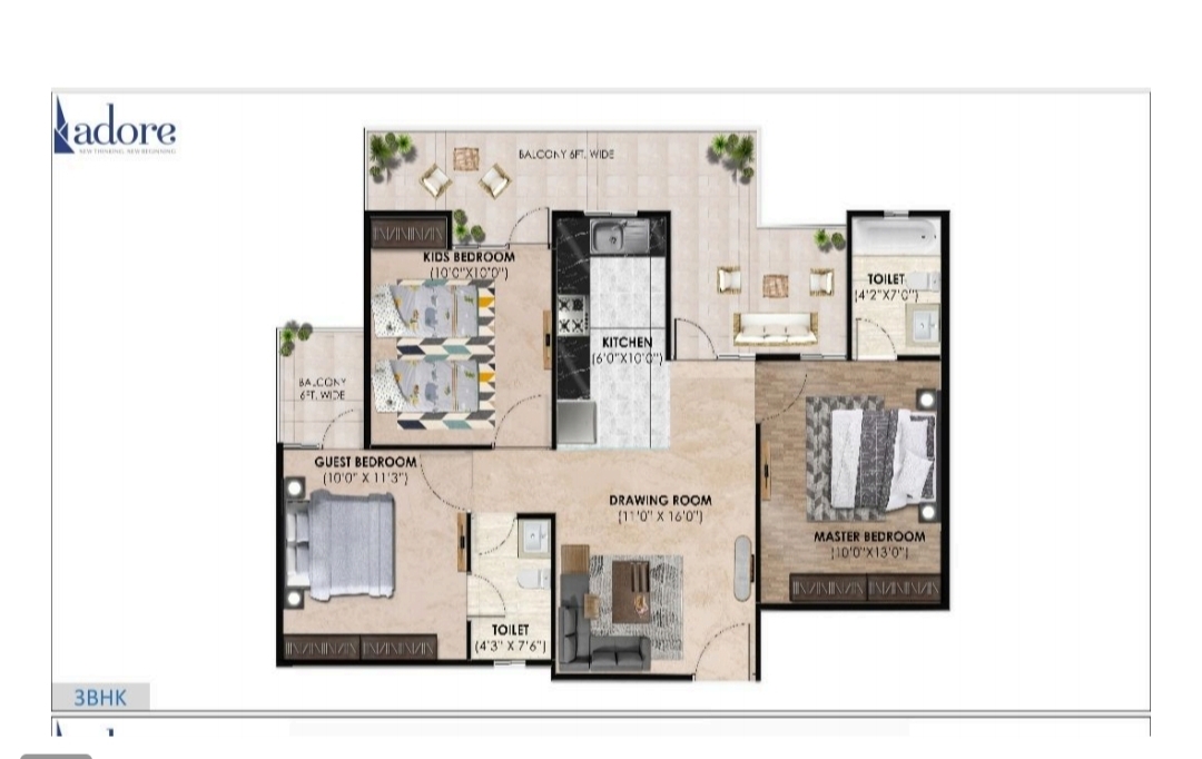3 BHK Apartment For Sale in Adore Happy Homes Exclusive