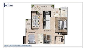 Floor Plan in 3 BHK Apartment at Adore Happy Homes Exclusive, Sector 86 – for Sale