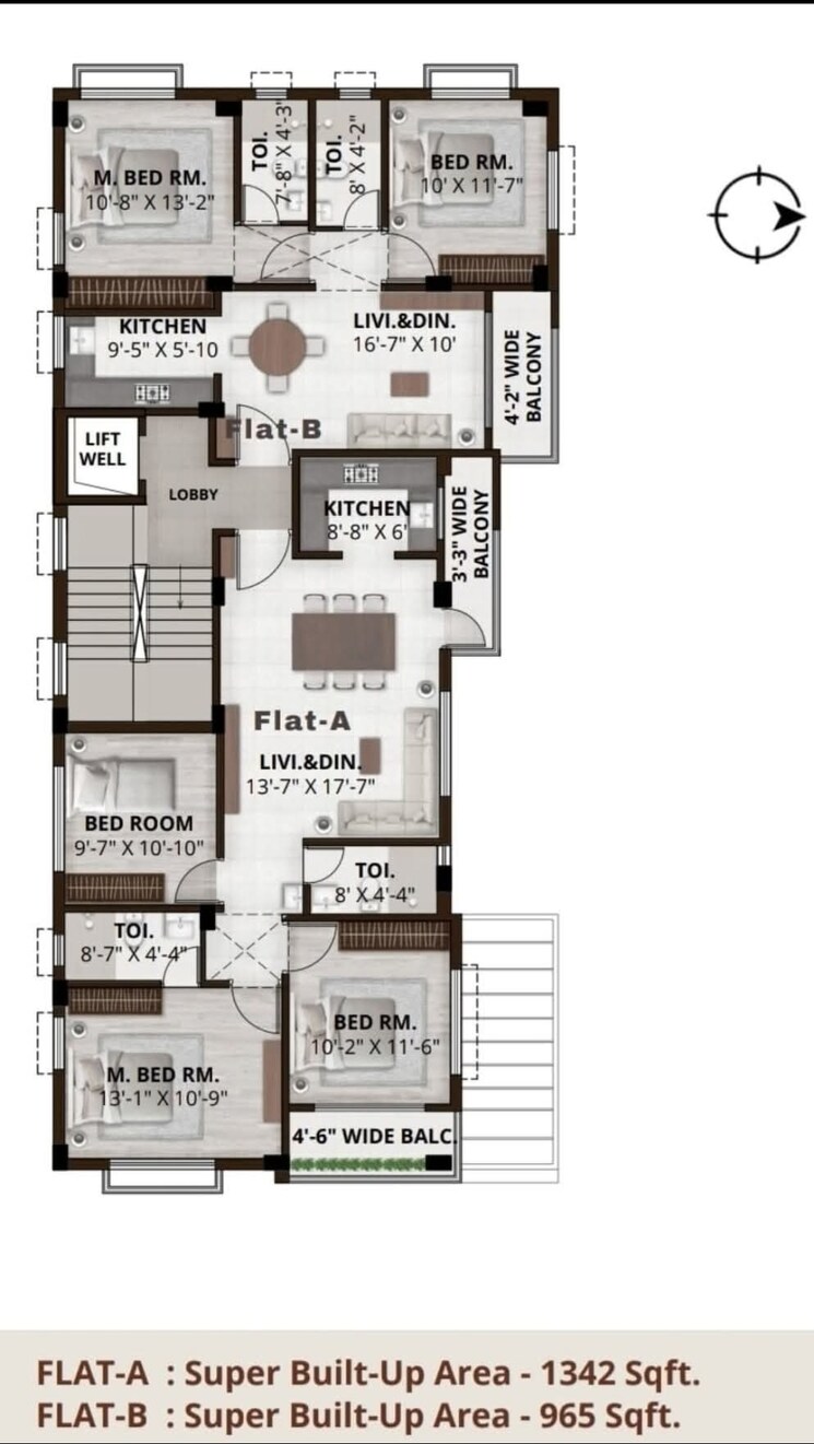 Floor Plan, new town 3 Bedroom 1352 Sq.Ft. Apartment In New Town Kolkata 8730368