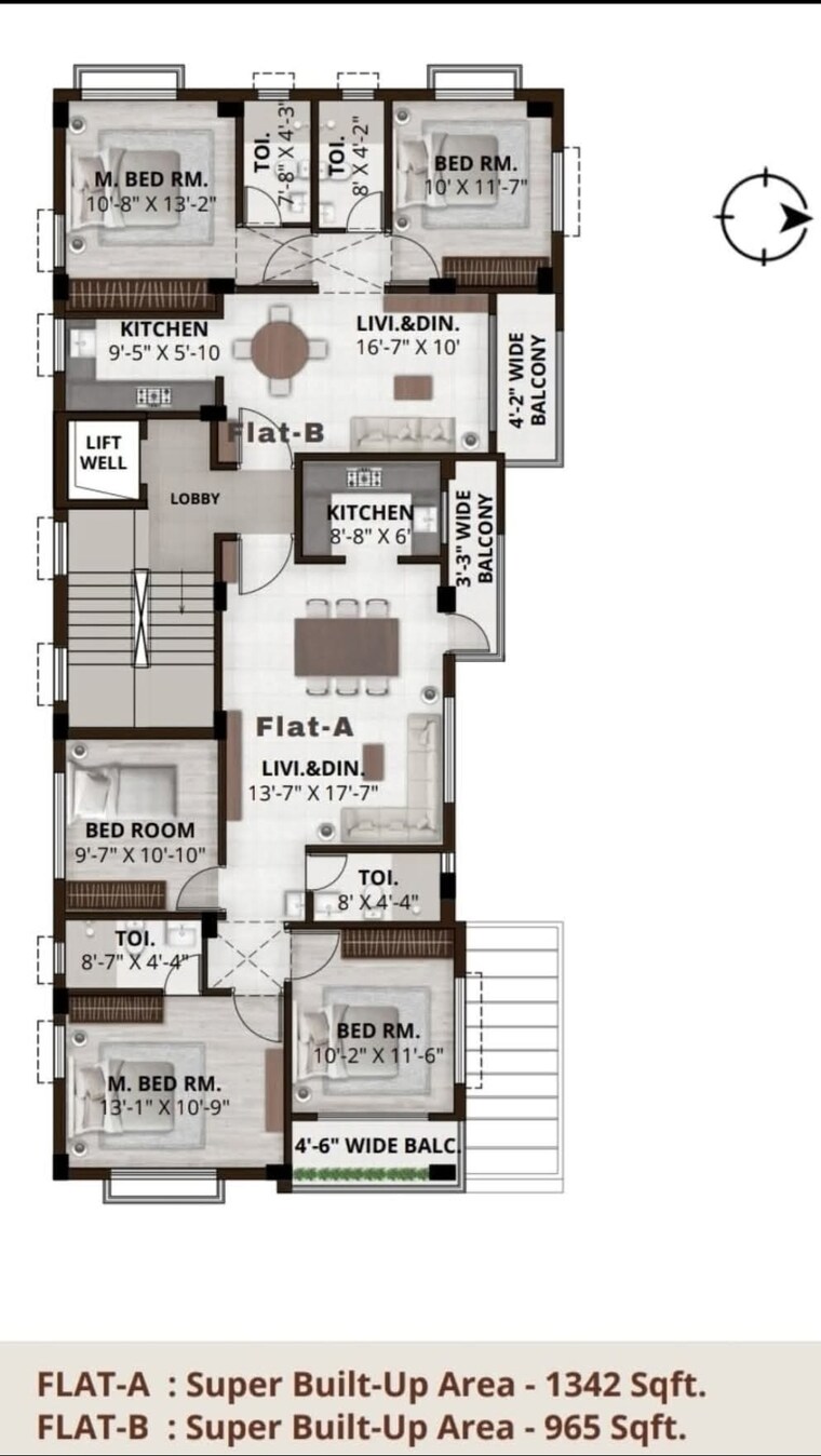Floor Plan, new town 3 Bedroom 1352 Sq.Ft. Apartment In New Town Kolkata 8730368
