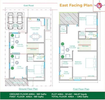 Floor Plan in 3 BHK Villa at Ramdas Pally – for Sale