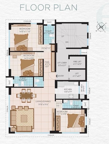 Floor Plan in 3 BHK Apartment at UCT Unique Exotica, Dadar East – for Sale