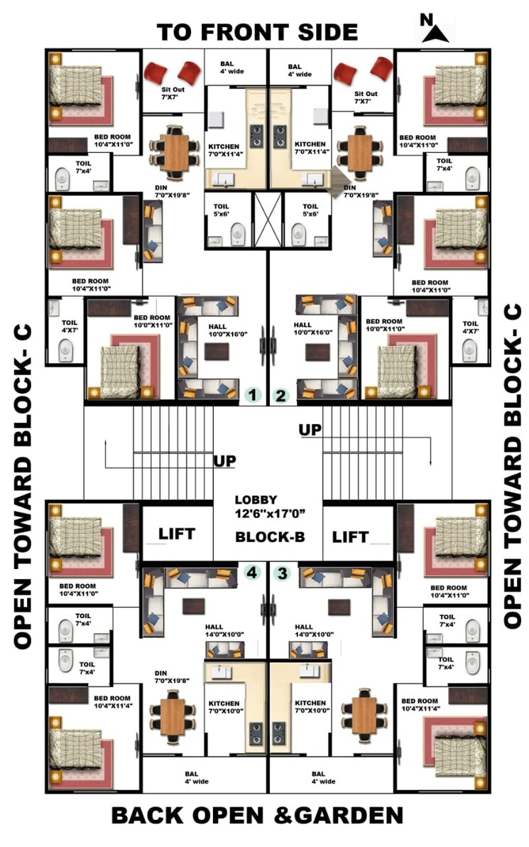 Floor Plan, ujjain road 1 Bedroom 605 Sq.Ft. Apartment In Ujjain Road Indore 8733127