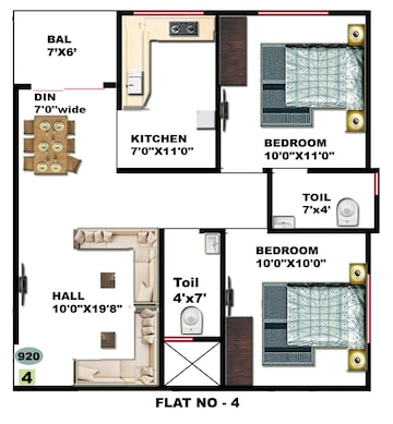 Floor Plan in 2 BHK Apartment at Ujjain Road – for Sale