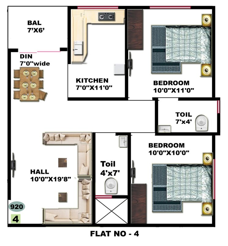 Floor Plan, ujjain road 1 Bedroom 600 Sq.Ft. Apartment In Ujjain Road Indore 8735153