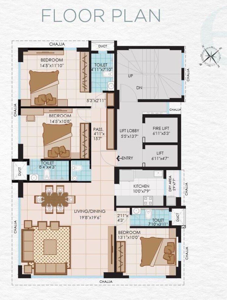 Floor Plan, uct-unique-exotica 3 Bedroom 1190 Sq.Ft. Apartment In Dadar East Mumbai 8735190