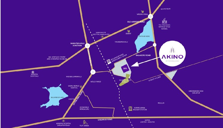 Map Location, trendsquares-akino 3 Bedroom 1580 Sq.Ft. Apartment In Panathur Bangalore 8735298
