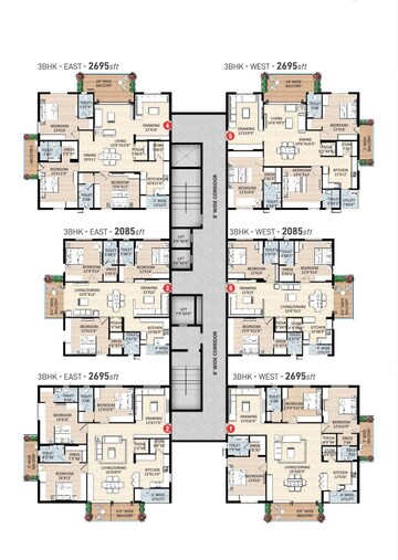 Floor Plan in 3 BHK Apartment at SRR Sriram River View, Narsingi – for Sale