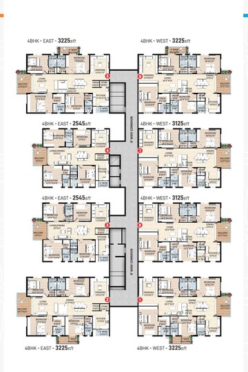 Floor Plan in 4 BHK Apartment at SRR Sriram River View, Narsingi – for Sale