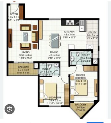 Floor Plan in 2 BHK Apartment at Bren Imperia, Harlur – for Sale