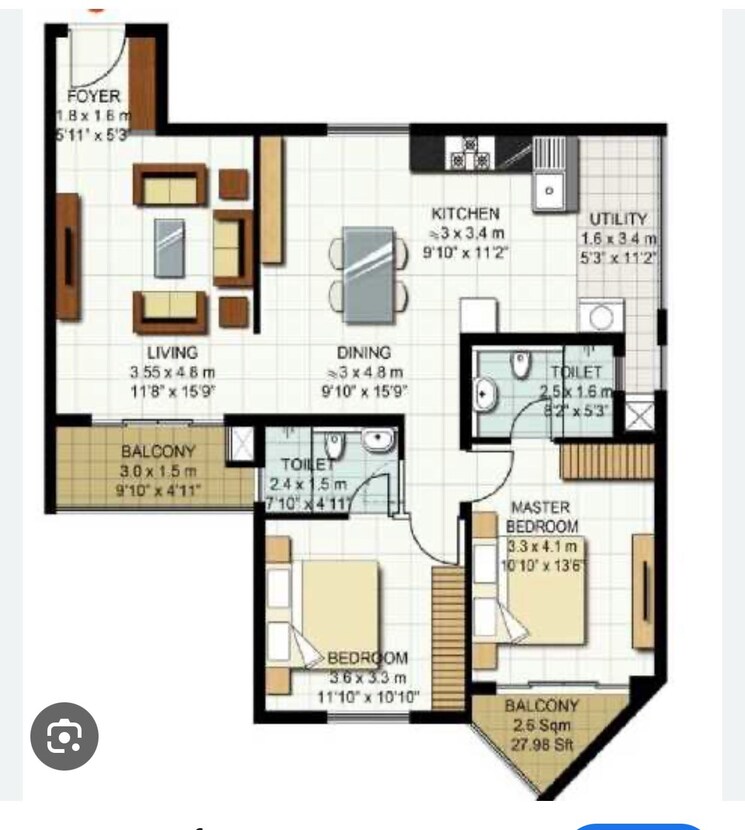 Floor Plan, bren-imperia 2 Bedroom 1386 Sq.Ft. Apartment In Harlur Bangalore 8735741