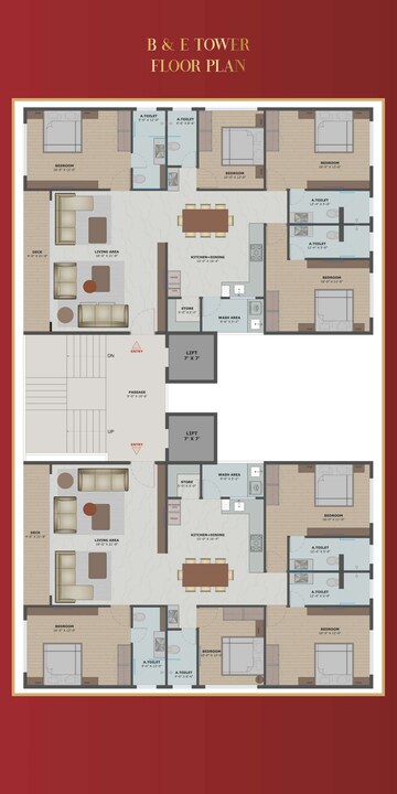 Floor Plan in 3 BHK Apartment at Vesu – for Sale