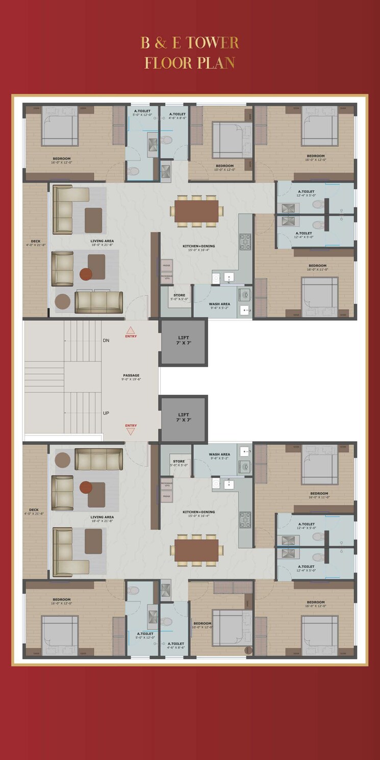 Floor Plan, vesu 3 Bedroom 2600 Sq.Ft. Apartment In Vesu Surat 8736405