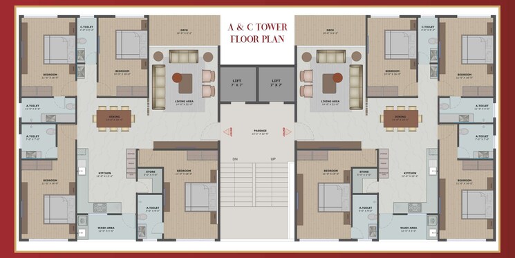 Floor Plan, vesu 3 Bedroom 2600 Sq.Ft. Apartment In Vesu Surat 8737420
