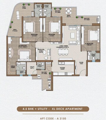Floor Plan in 4 BHK Apartment at Smart World One DXP, Sector 113 – for Sale
