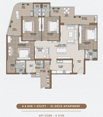 Floor Plan in 3.5 BHK Apartment at Smart World One DXP, Sector 113 – for Sale