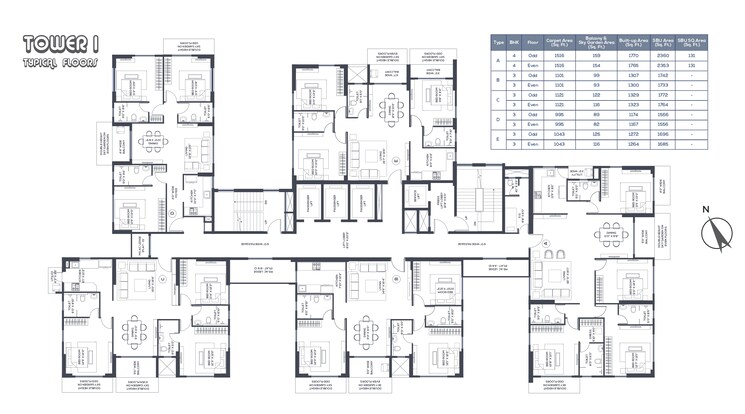 Floor Plan, new town action area ii 3 Bedroom 1556 Sq.Ft. Apartment In New Town Action Area ii Kolkata 8738515
