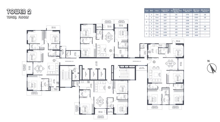 Floor Plan, new town action area ii 3 Bedroom 1556 Sq.Ft. Apartment In New Town Action Area ii Kolkata 8738515
