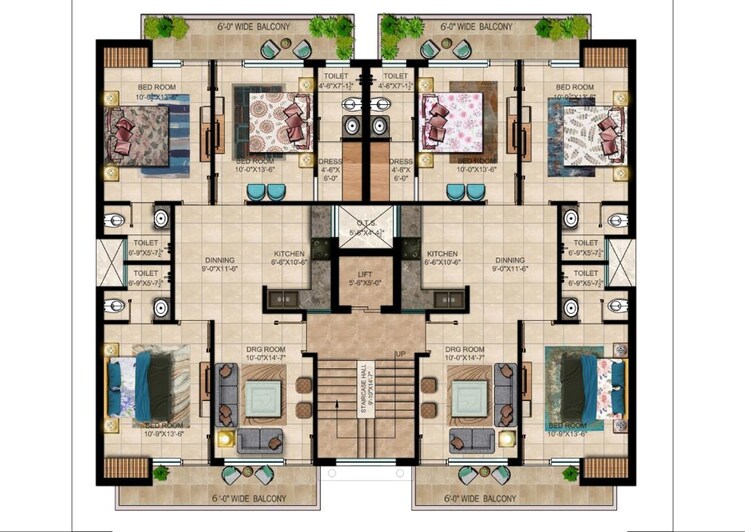 Floor Plan, green-valley-residencia 3 Bedroom 1737 Sq.Ft. Apartment In Ghazipur Zirakpur 8739257