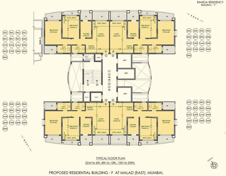 Floor Plan, k-raheja-raheja-residency 3 Bedroom 1375 Sq.Ft. Apartment In Malad East Mumbai 8739450