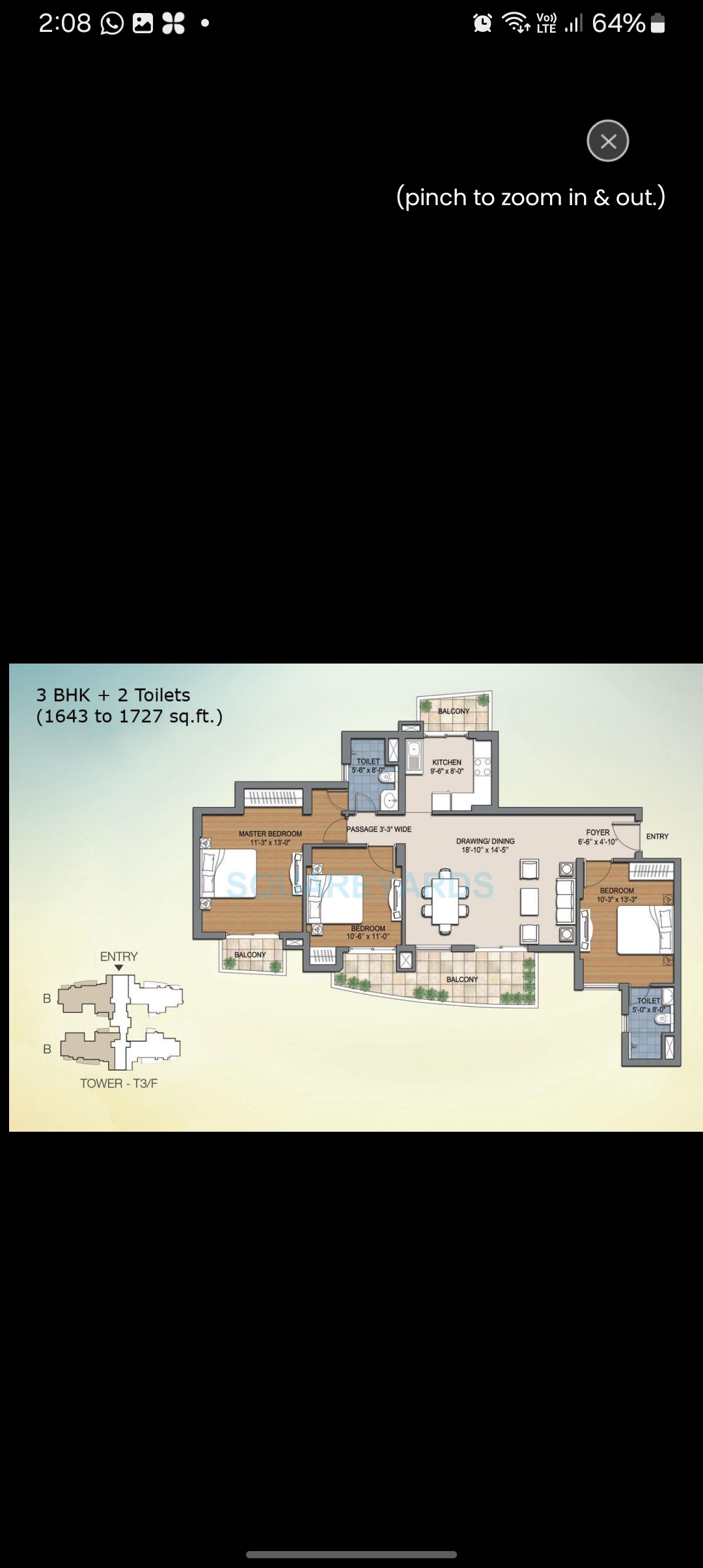 3 BHK + Study Room 929 Sq.Ft. Apartment in BPTP The Resort
