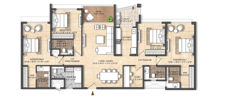 Floor Plan, lodha-divino 4 Bedroom 1565 Sq.Ft. Apartment In Matunga East Mumbai 8741525