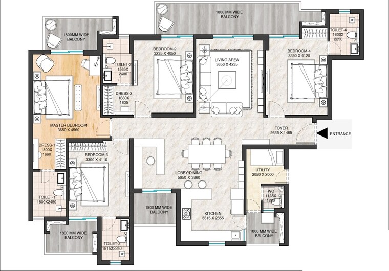 Floor Plan, ats-homekraft-sanctuary 4 Bedroom 2800 Sq.Ft. Apartment In Sector 105 Gurgaon 8747382